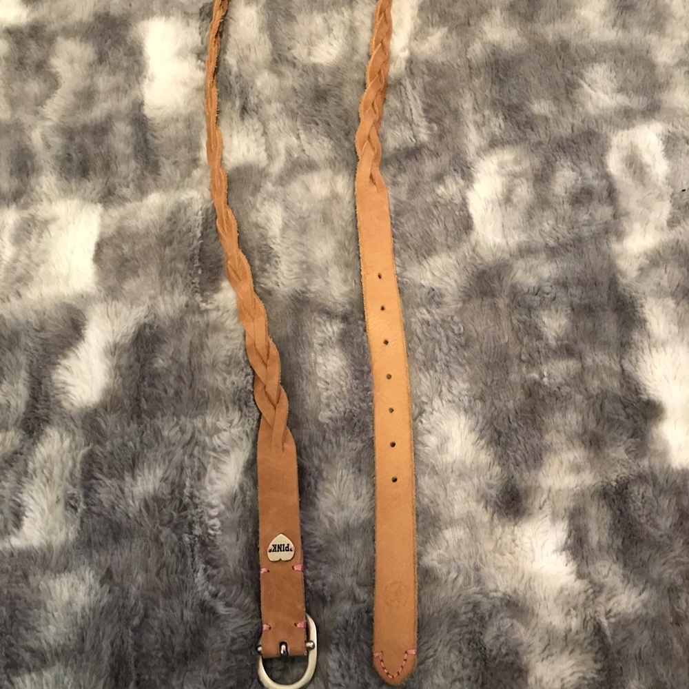 PINK tan braided belt vintage XS-S - Picture 2 of 3
